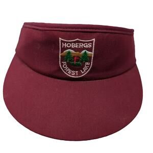 Town Talk Visor Red One Size Forest Lake Hobergs Golf Shield Logo USA Made Hat